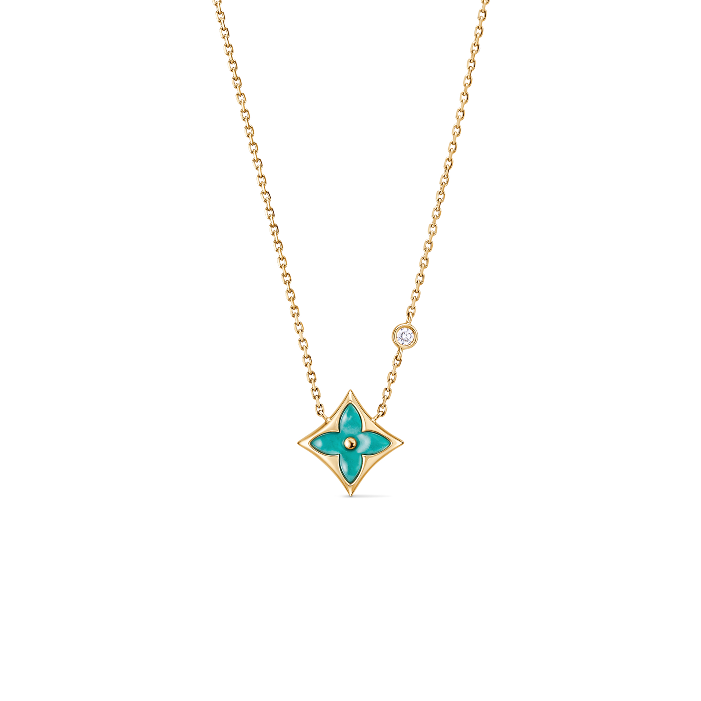 LOUIS VUITTON COLOR BLOSSOM BB STAR PENDANT, YELLOW GOLD, AMAZONITE AND DIAMOND Q03276